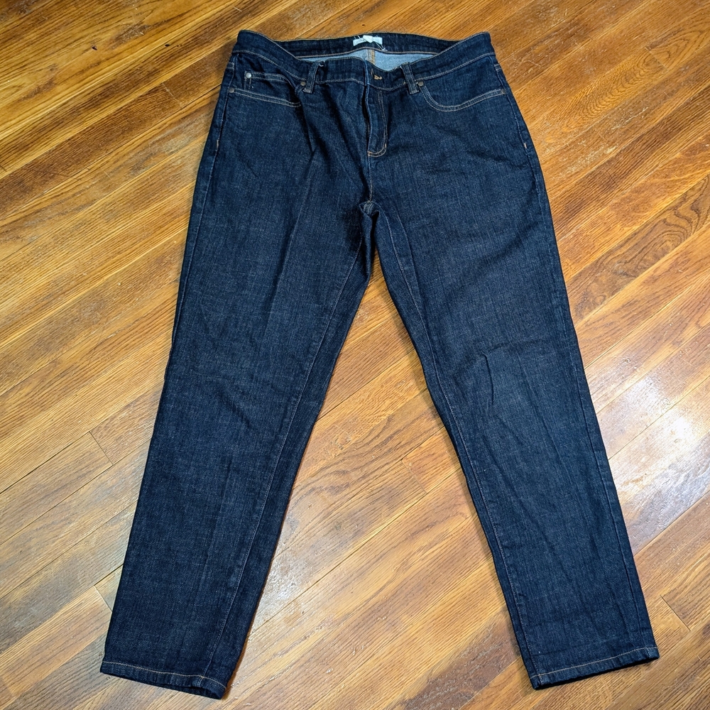 Eileen Fisher Size 10 Cropped Leg Jeans Dark Blue Wash Denim